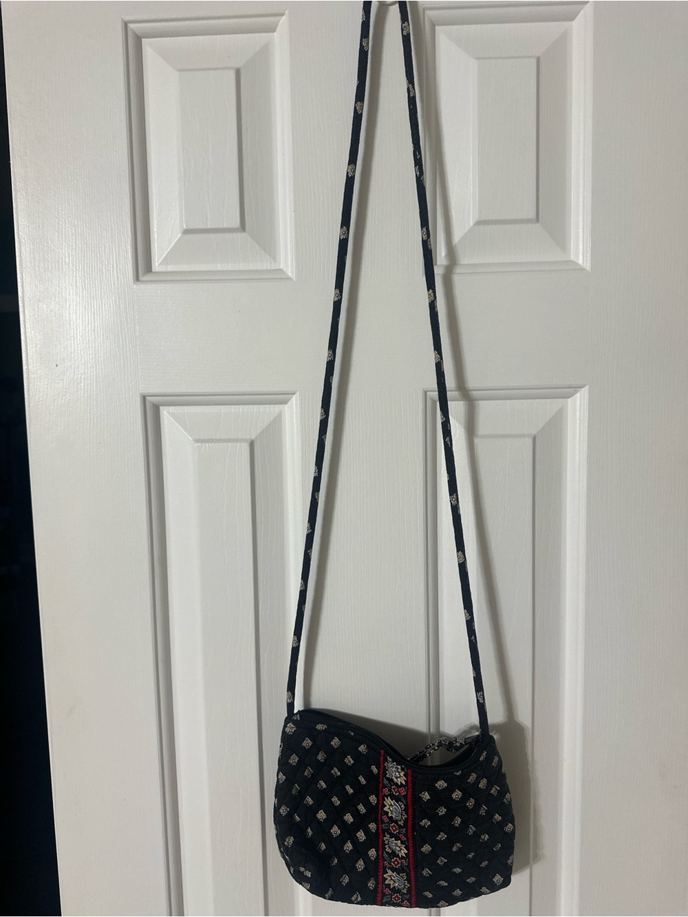 Vera Bradley Navy Quilted Crossbody with Floral Stripe Accent